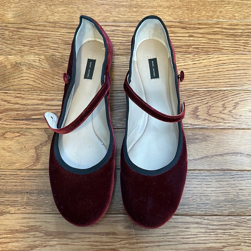 Marc Jacobs Maroon Velvet Mary Janes - Size 39.5! Re-Poshing due to size
